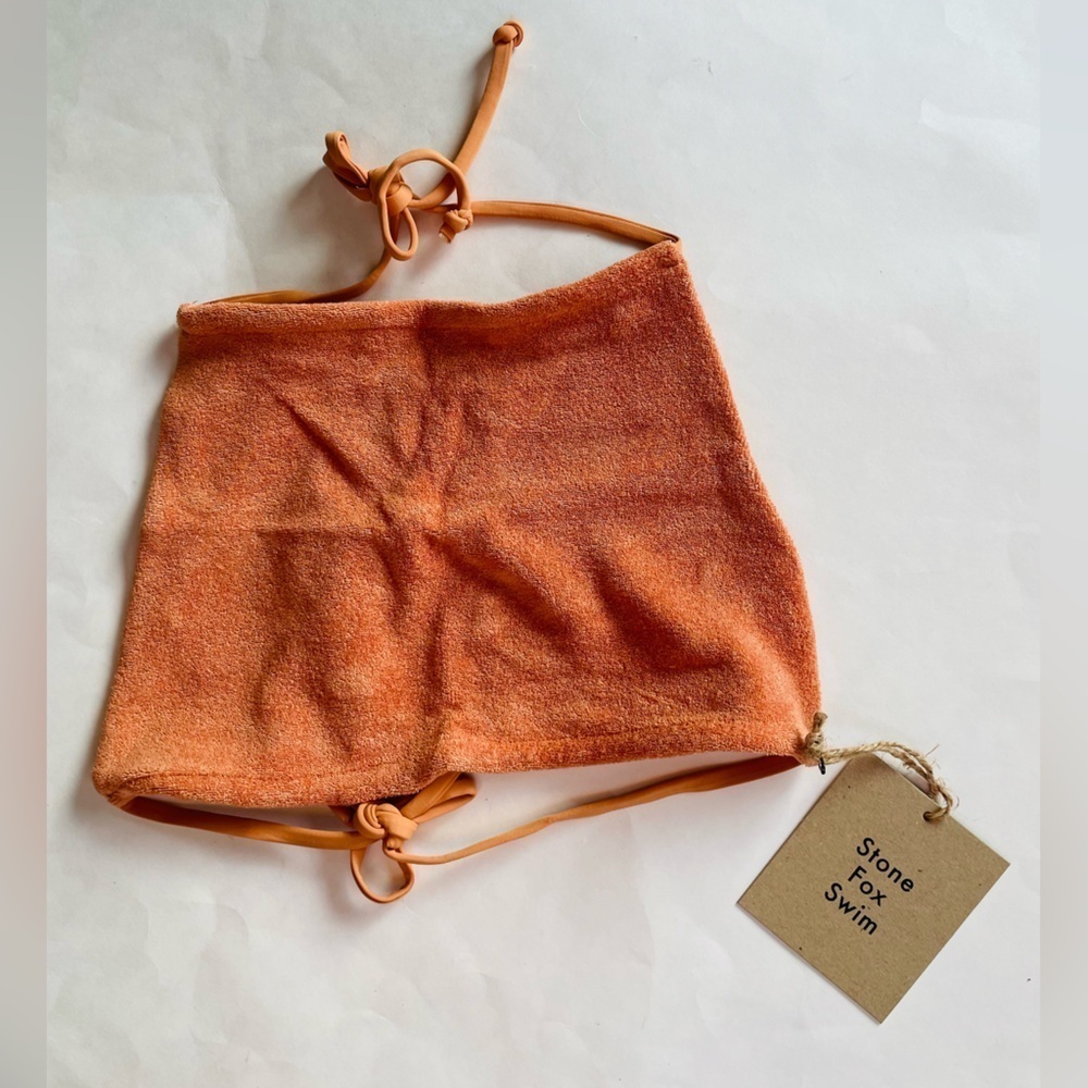 Stone Fox Swim Orange Terry High-Neck Bikini Top
